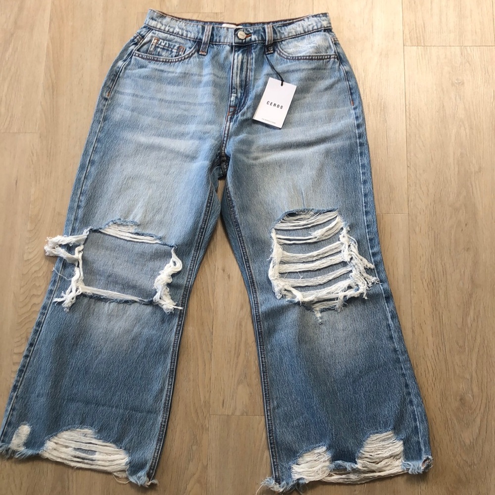 7 Bar Boutique high Rise Crop straight leg jeans